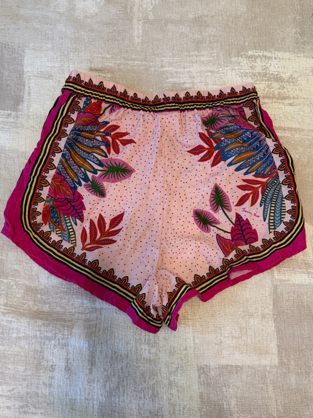 FARM Rio Pink Floral Feather-Print Athletic Shorts - Picture 2 of 3